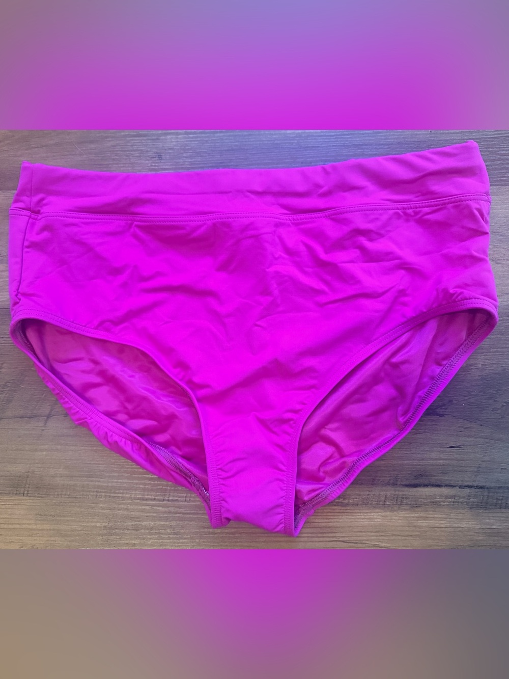 Lands' End Hot Pink High-Waist Bikini Bottom